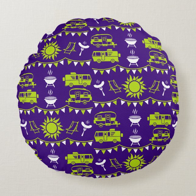 Caravan Camping Decor Round Pillow (Front)