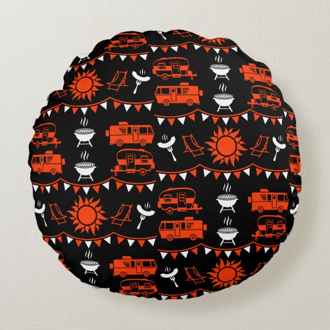 Caravan Camping Decor Round Pillow (Front)
