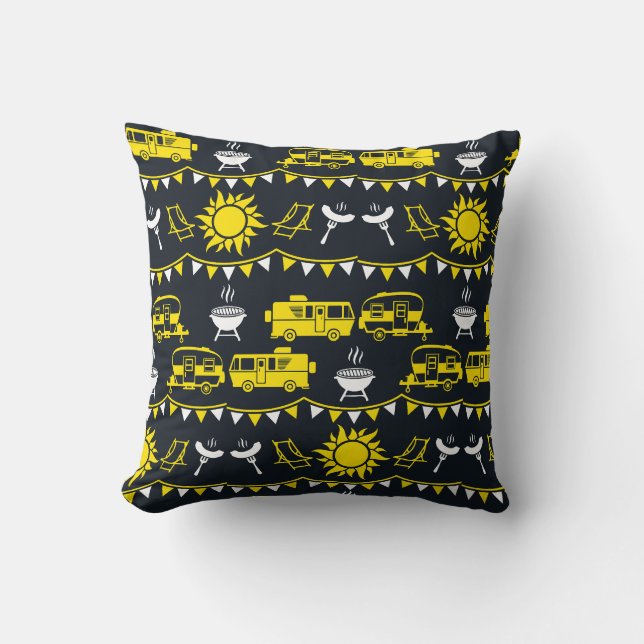 Caravan Camping Decor Throw Pillow (Front)