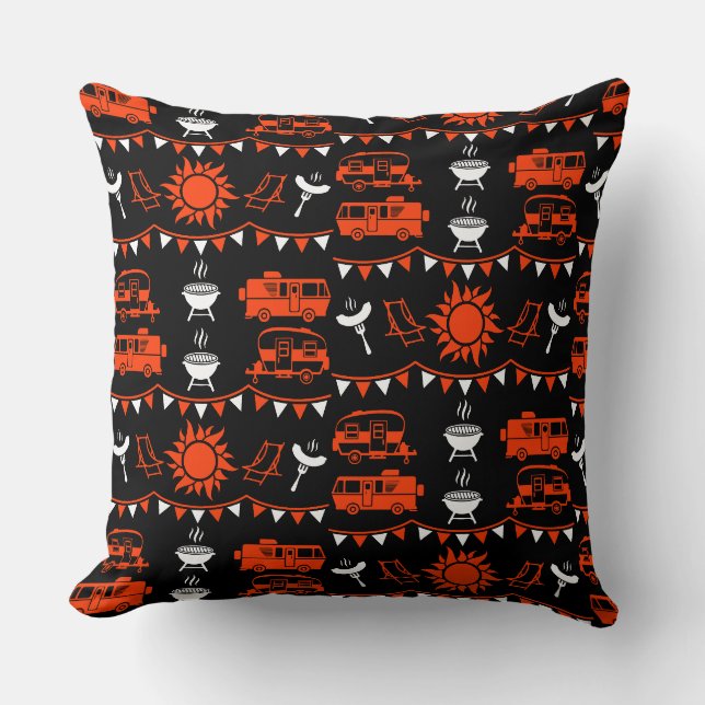 Caravan Camping Decor Throw Pillow (Front)
