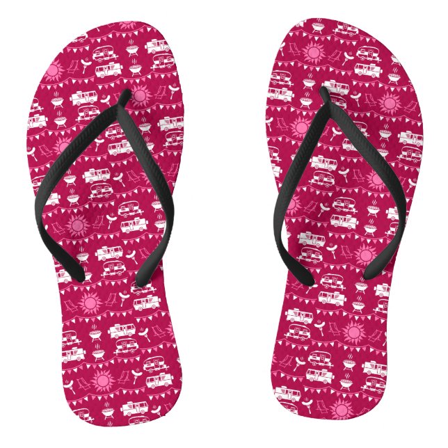 Caravan Camping Home Decor Flip Flops (Footbed)