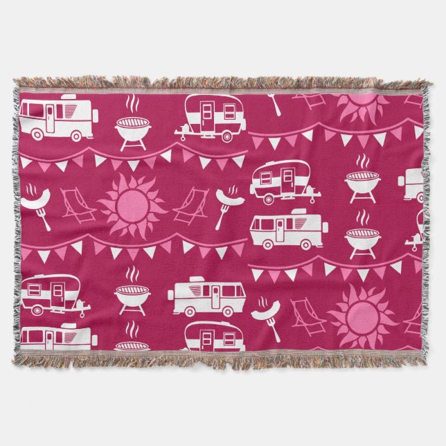 Caravan Camping Home Decor Throw Blanket (Front)