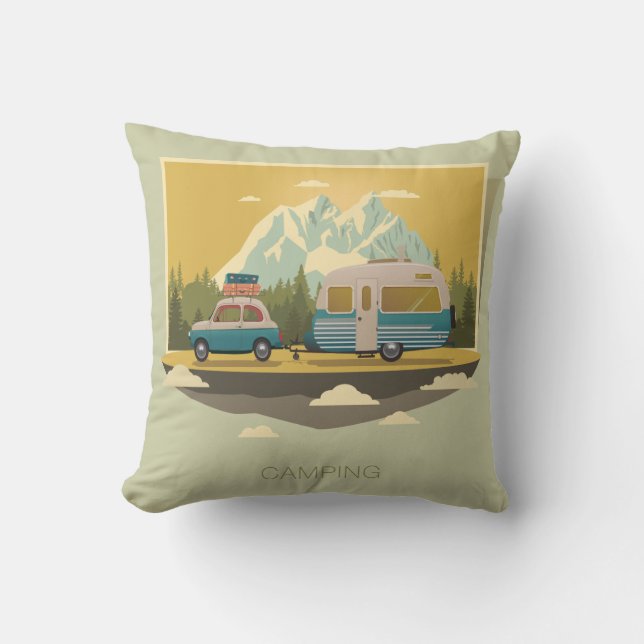 Caravan Camping Throw Pillow (Front)