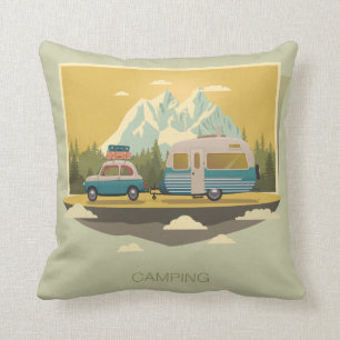 Caravan Camping Throw Pillow