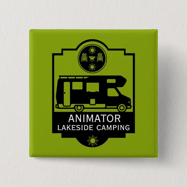 Caravan Campsite Business  2 Inch Square Button (Front)