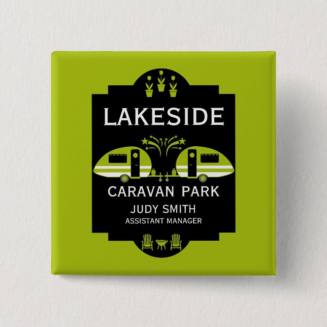 Caravan Campsite Promotion 2 Inch Square Button (Front)
