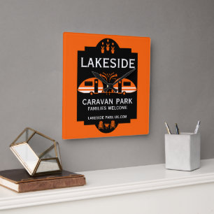 Caravan Campsite Promotion Square Wall Clock