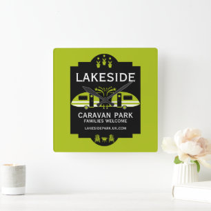 Caravan Campsite Promotion Square Wall Clock