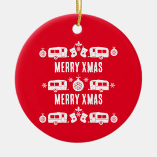 Caravan Happy Christmas Camping Ceramic Ornament