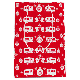 Caravan Happy Christmas Camping   Medium Gift Bag