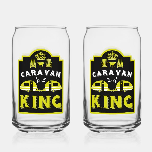 Caravan King Gifts For Campers Can Glass (Front)