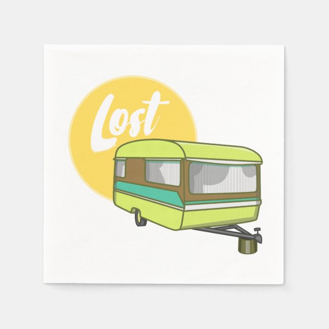 Caravan Lost Retro Seventies Style Napkin (Front)