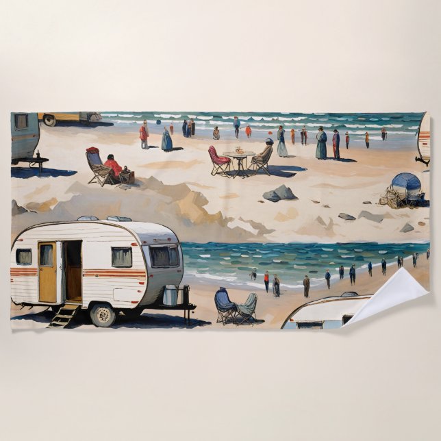  Caravan on the Beach  Towel (Front)