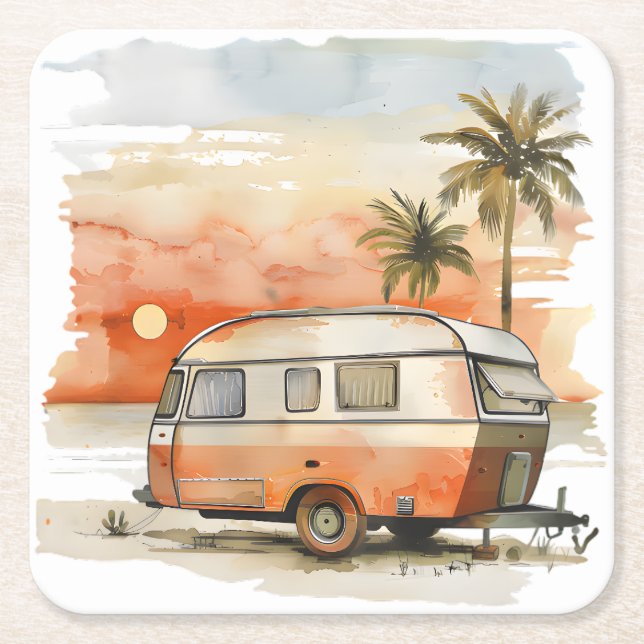 Caravan Square Paper Coaster (Front)