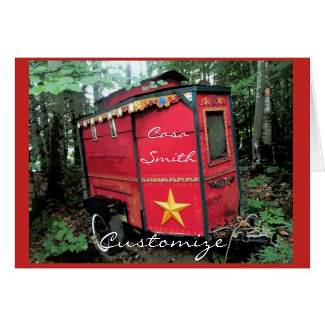 Caravane rouge Tzigane customisée Sur caravane (Devant horizontal)