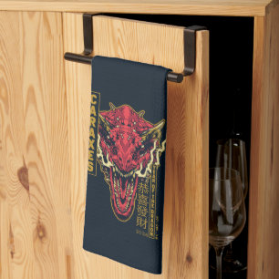 Caraxes Head Year of the Dragon 恭喜發財 Kitchen Towel