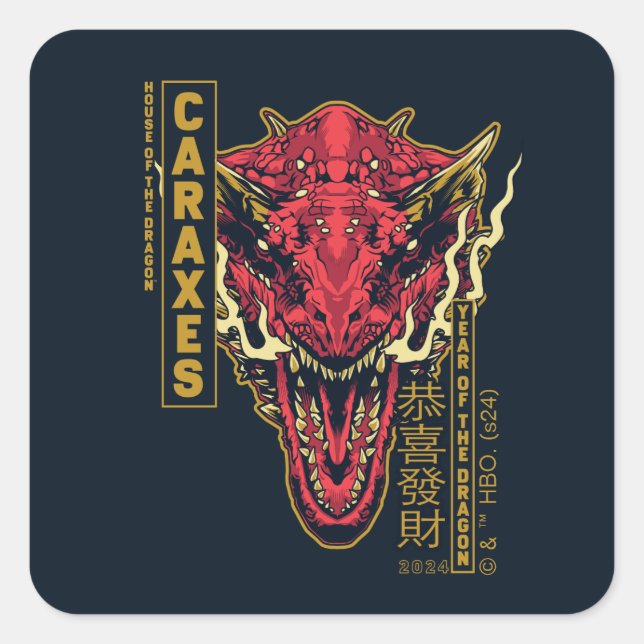 Caraxes Head Year of the Dragon | 恭喜發財 Square Sticker (Front)