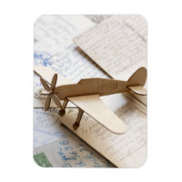 Carboard airplane on postcards