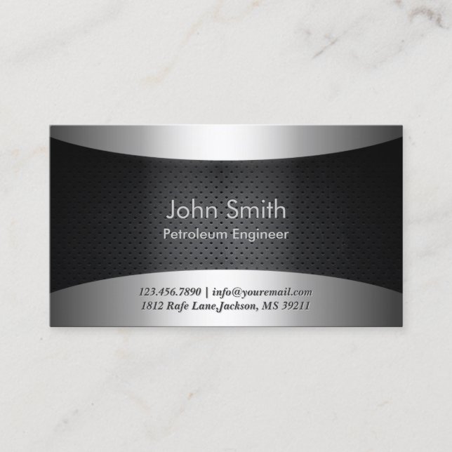 Carbon Black Petroleum Engineer Business Card (Front)