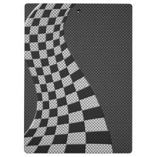 Carbon Fiber Like Racing Flag Wave Print Clipboard