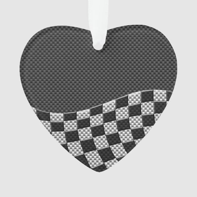Carbon Fiber Racing Flag Wave Print Decor Ornament (Front)
