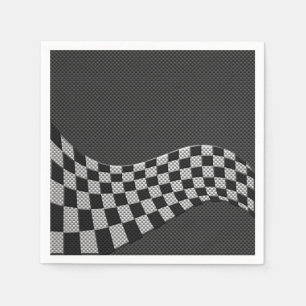 Carbon Fiber Style Racing Flag Checkers Wave Print Napkin