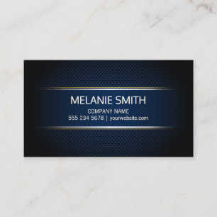 Carbon Fibre Blue Background Yellow White Lines Business Card