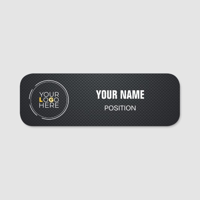 Carbon Fibre, Custom Logo, Business Name Tag (Front)