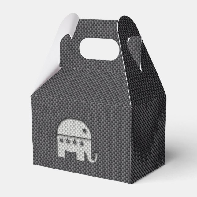 Carbon Fibre Elephant Republican Party Symbol Favor Box (Front Side)