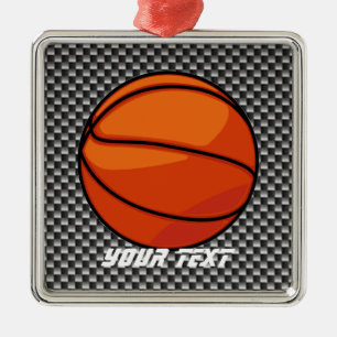 Carbon Fibre look Basketball Metal Ornament