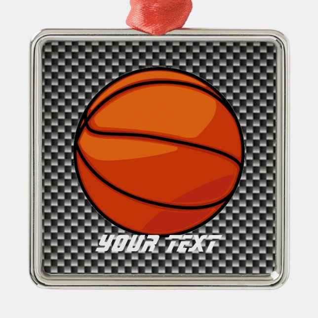 Carbon Fibre look Basketball Metal Ornament (Front)