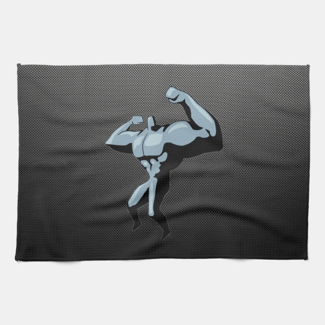 Carbon Fibre look Bodybuilder Kitchen Towel (Horizontal)