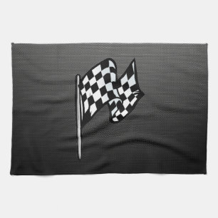 Carbon Fibre look Chequered Flag Kitchen Towel