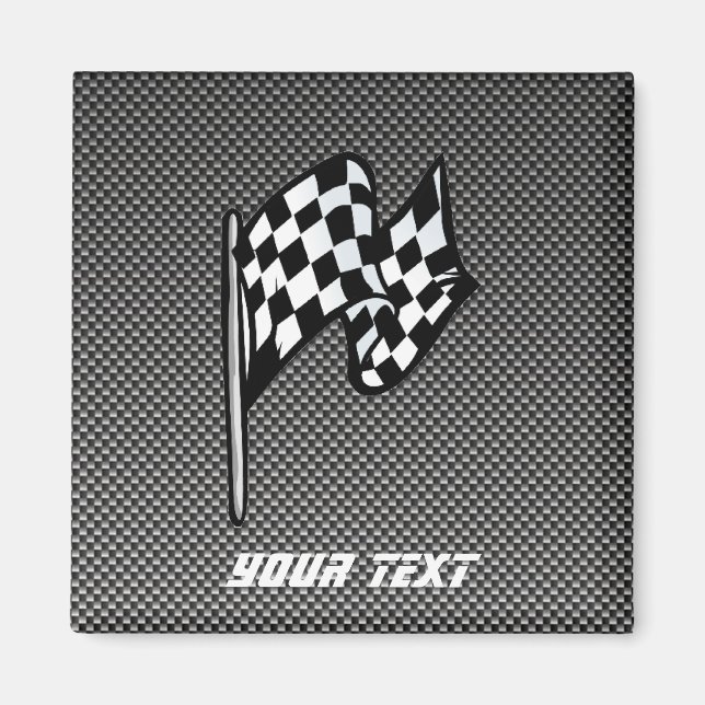 Carbon Fibre look Chequered Flag Magnet (Front)