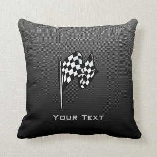 Carbon Fibre look Chequered Flag Throw Pillow