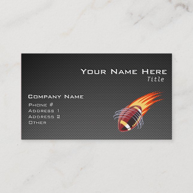 Carbon Fibre look Flaming Football Business Card (Front)
