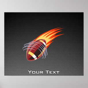Carbon Fibre look Flaming Football Poster