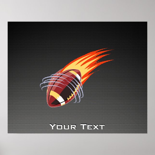 Carbon Fibre look Flaming Football Poster (Front)