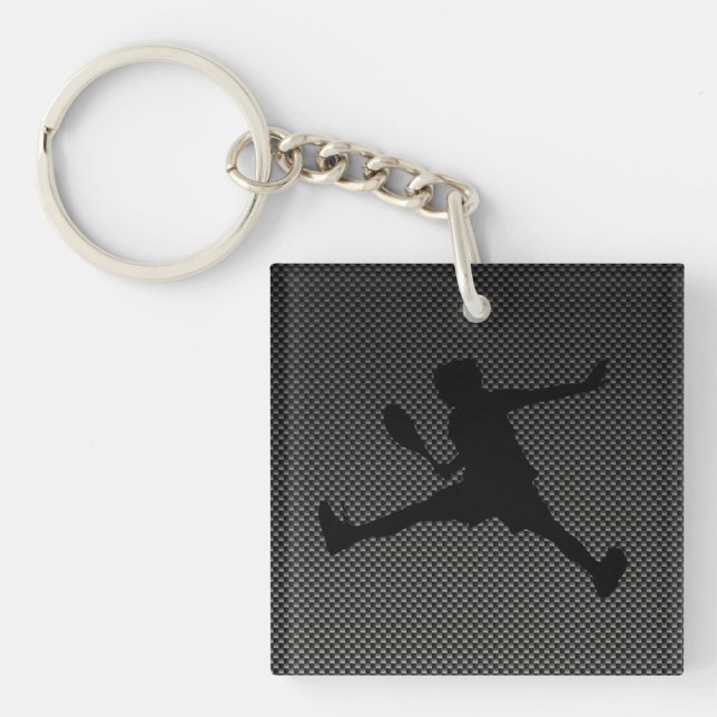 Carbon Fibre look Tennis Keychain (Front)