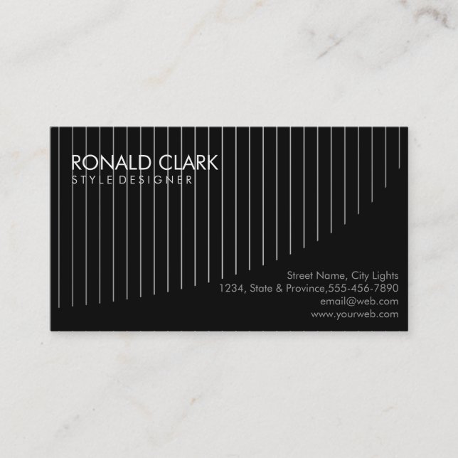 Carbon Fibre Metal Professional Black Striped Business Card (Front)