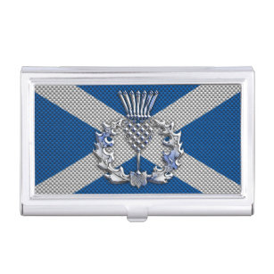 Carbon Fibre Print Scotland Flag Business Card Holder