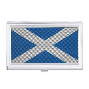 Carbon Fibre Print Scotland Flag Decor Business Card Holder