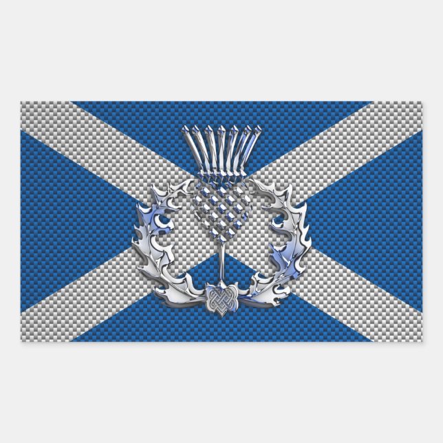 Carbon Fibre Print Scotland Flag Sticker (Front)