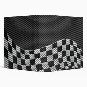 Carbon Fibre Style Chequered Racing Flag Wave Binder