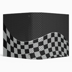 Carbon Fibre Style Chequered Racing Flag Wave Binder