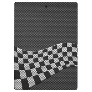 Carbon Fibre Style Chequered Racing Flag Wave Clipboard