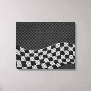 Carbon Fibre Style Racing Flag Wave Decor