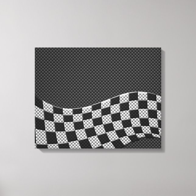 Carbon Fibre Style Racing Flag Wave Decor (Front)