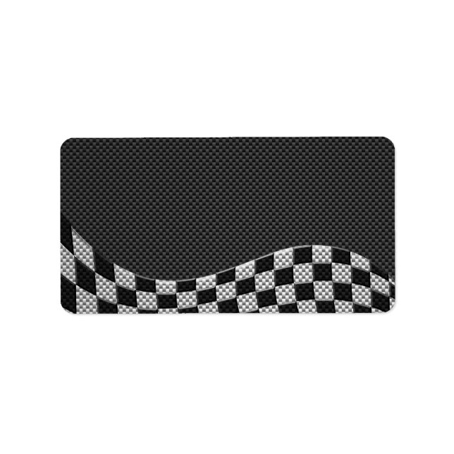 Carbon Fibre Style Racing Flag Wave Decor Label (Front)