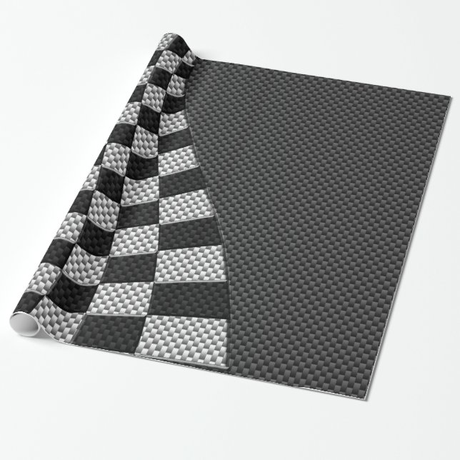Carbon Fibre Style Racing Flag Wave Decor Wrapping Paper (Unrolled)